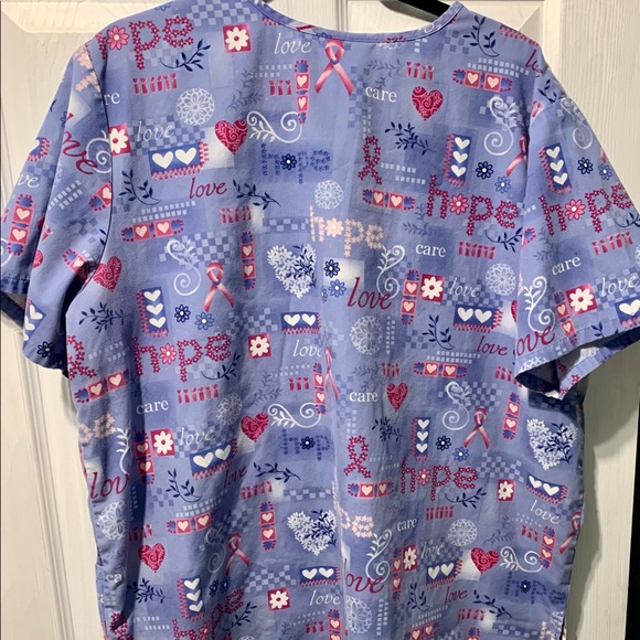 Breast cancer themed scrub top - Picture 3 of 3